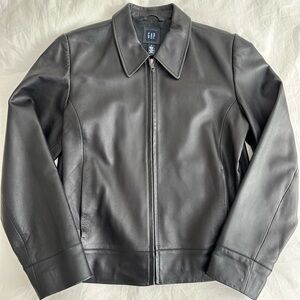 GAP Women’s Black Leather Zip Jacket